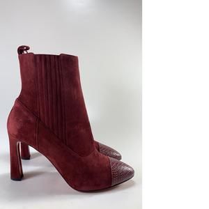 Me in the 90s Snakeskin Tanin Burgundy embossed 85mm heel boots D704